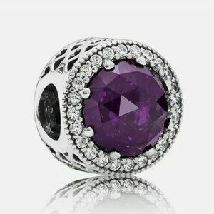 New Pandora Purple Radiant Hearts Cubic Zirconia Charm